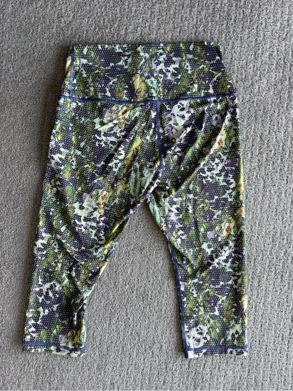 lululemon Printed Capri Leggings - Green & Purple - Picture 2 of 2